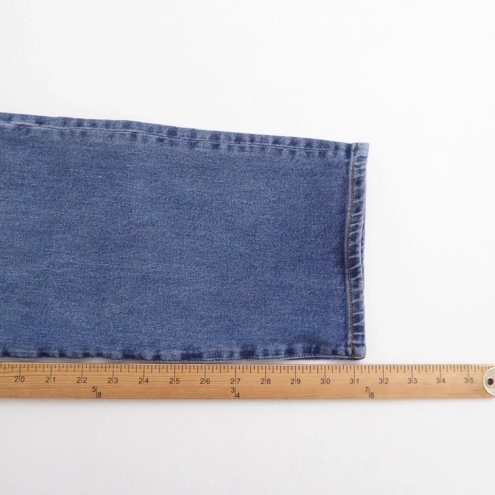 Flint and Tinder Mens Jeans Blue Straight Fit 38x31 HEMMED